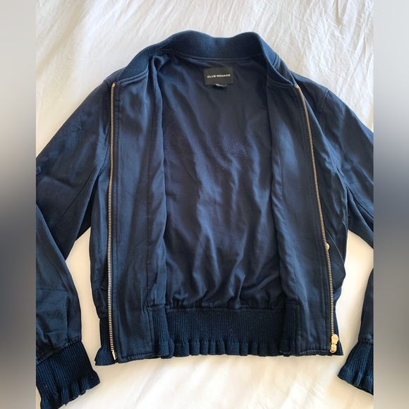 Club Monaco Navy Satin Bomber Jacket - Picture 4 of 4